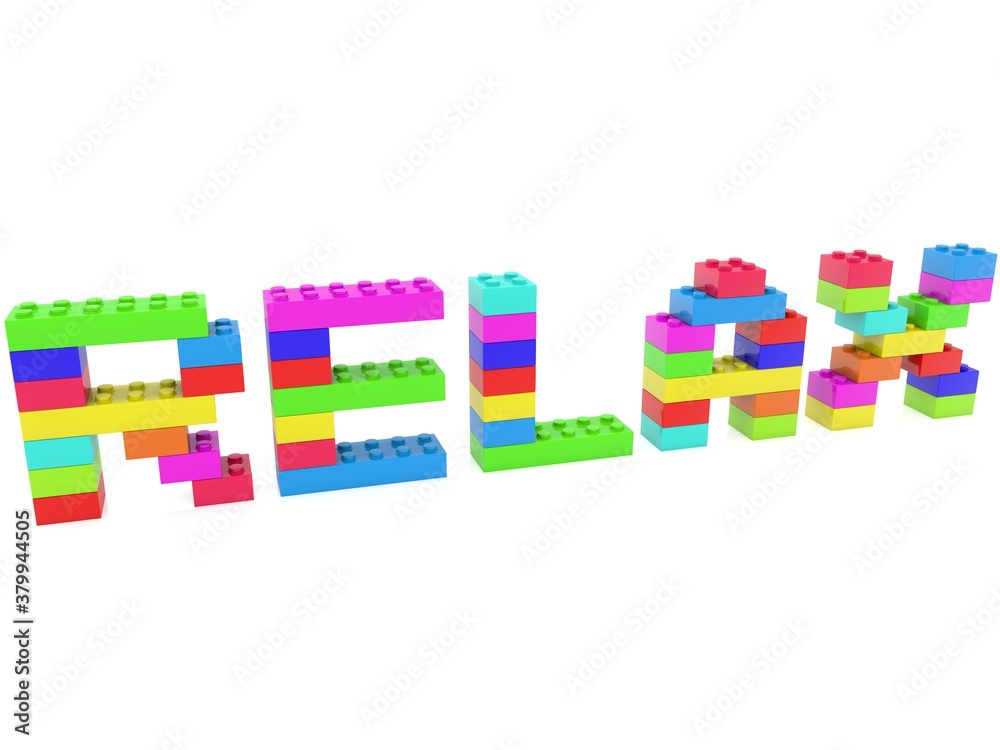 RELAX concept from colored toy bricks to white RELAX concept from colored toy bricks to white