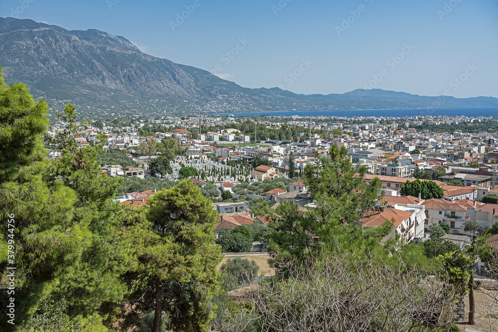 Sicht vom Kastro auf die Stadt Kalamata, Peleponnes, Griechenland