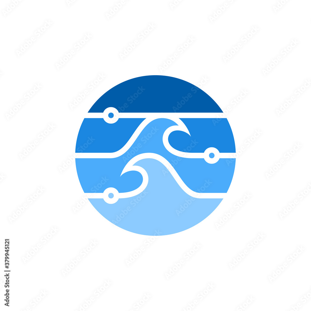 Fototapeta premium Wave technology logo design vector