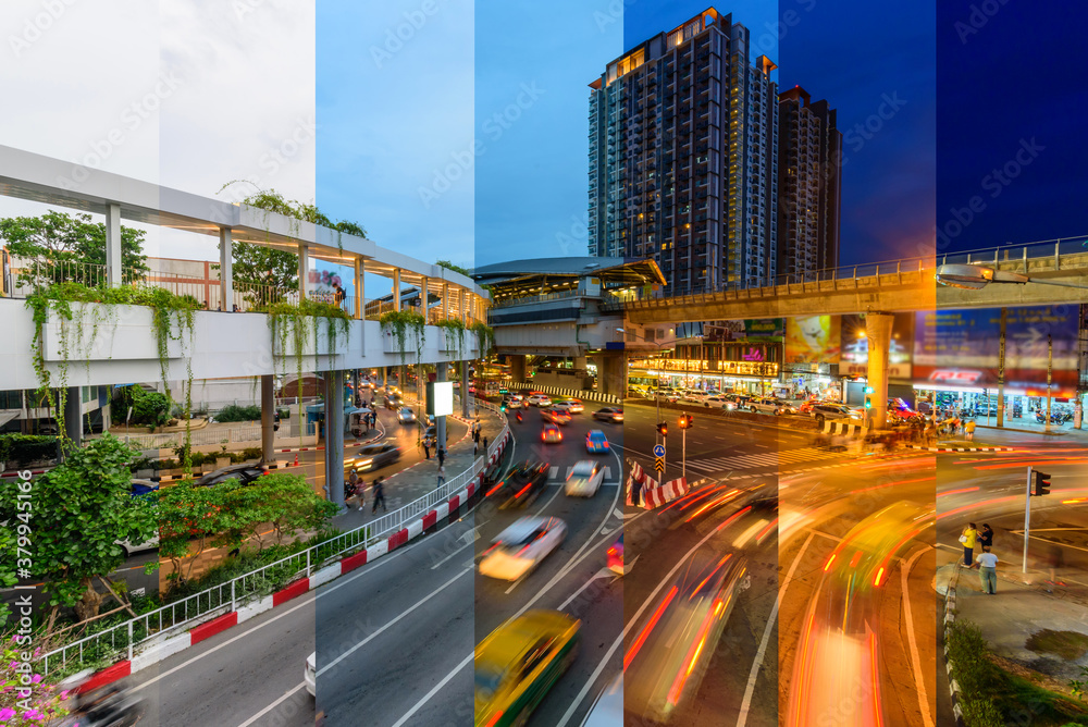 Blur light of traffic at front side The mall bangkae shopping center Blur light of traffic at front side The mall bangkae shopping center
