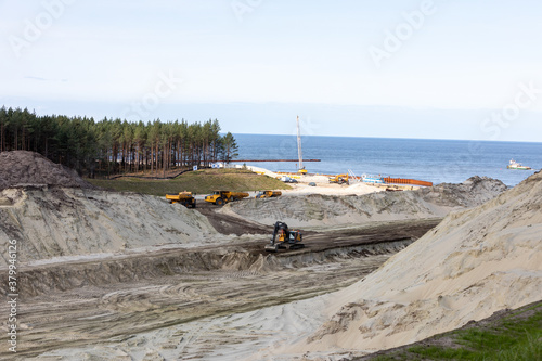  Construction of the Vistula Spit canal , official name Nowy Swiat ship canal in Poland