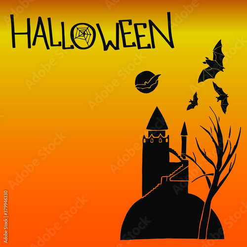 Happy Halloween holiday, 31st October All Saints Day, greeting card text lettering hand drawings in vector
