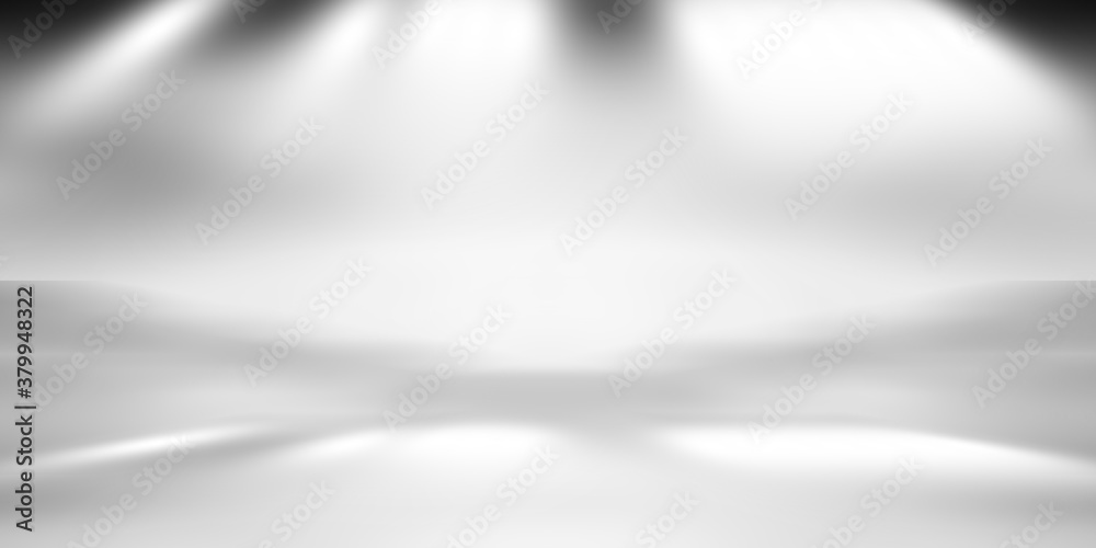 Obraz premium soft gray studio room background, grey floor backdrop with spotlight.