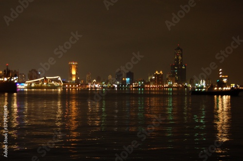 Beautiful view of the city at the night with lighting