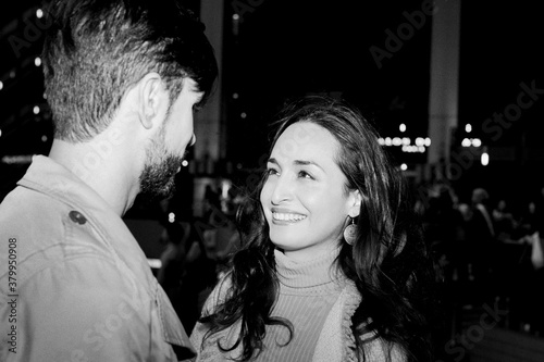 Black and White Shot of Young Couple in Love