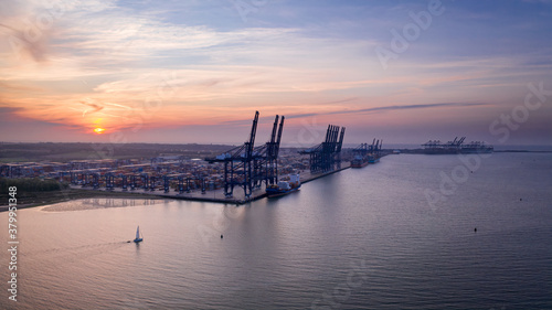 Felixstowe container port at sunrise © Graham