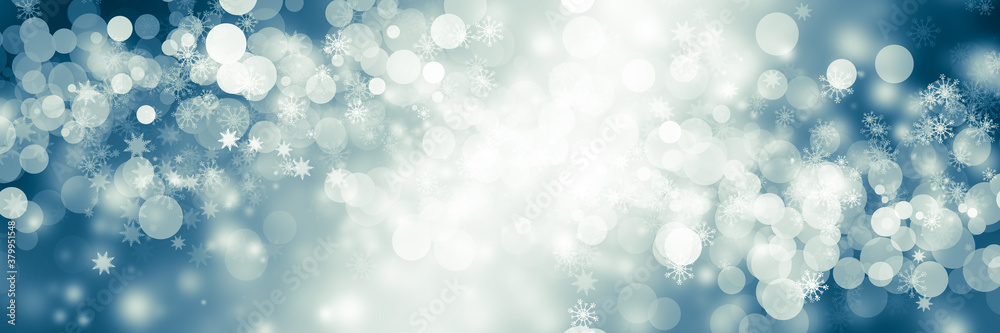 white bokeh blur background / Circle light on blue background / abstract light background white bokeh blur background / Circle light on blue background / abstract light background