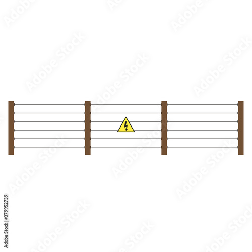Electric wire fence. free space for text. copy space.