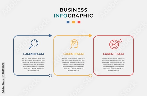 Business Infographic design template Vector with icons and 3 three options or steps. Can be used for process diagram, presentations, workflow layout, banner, flow chart, info graph