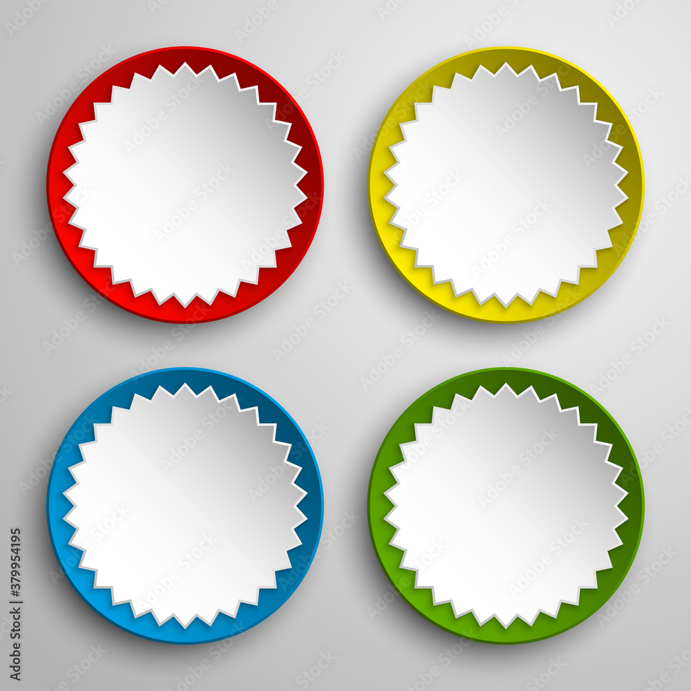 Set of blank round realistic labels. illustration. Set of blank round realistic labels. illustration.