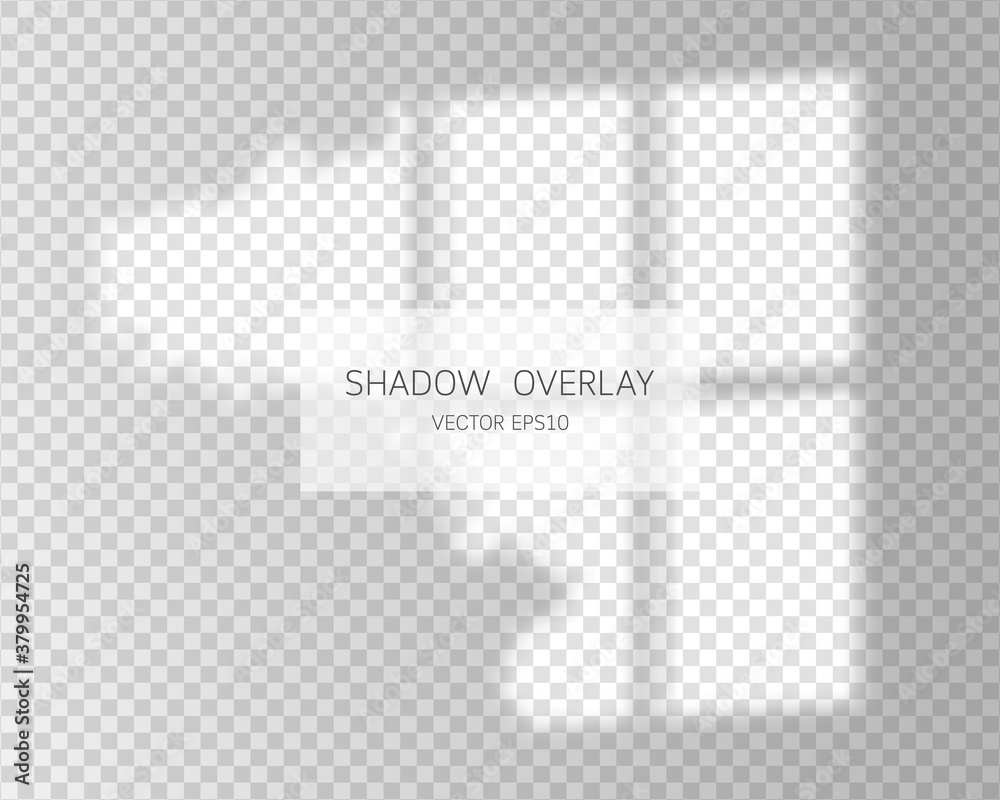 Shadow overlay effect. Natural shadows from window isolated on transparent background. Vector illustration. Shadow overlay effect. Natural shadows from window isolated on transparent background. Vector illustration.