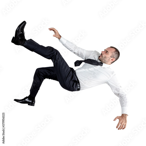 businessman falling down isolated photo