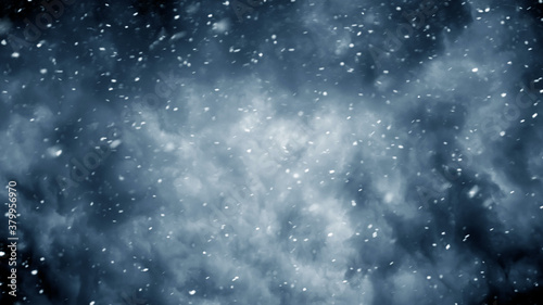 Dark dramatic sky with thick clouds during a snowfall