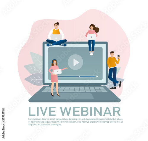 Live webinar people, great design for any purposes. Web design. Vector illustration.