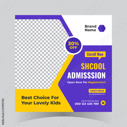 School Admission Web Banner Or Square Flyer Template Design