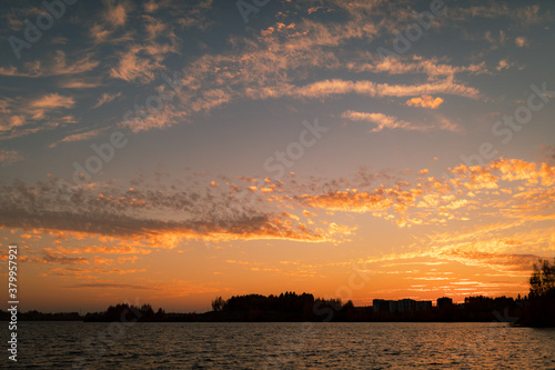 Cirrocumulus clouds sunset sky landscape