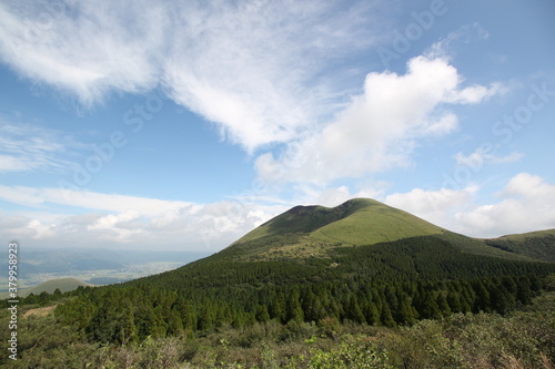 Beautiful Summer landscape at Mount Aso, Aso Kuju National Park, Kumamoto, Kyushu, Japan