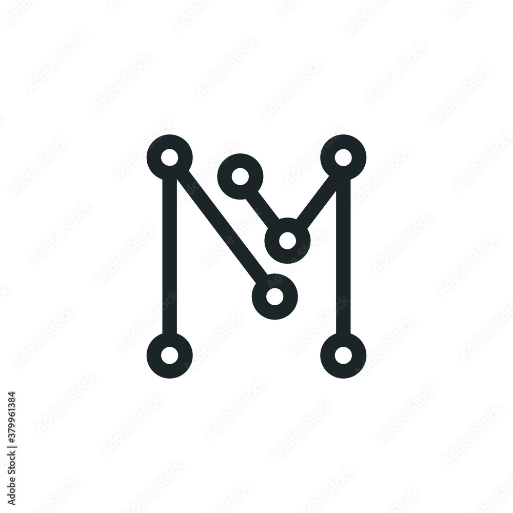 Technology letter m logo or icon. Stock vector illustration. Letter M. Technology letter m logo or icon. Stock vector illustration. Letter M.