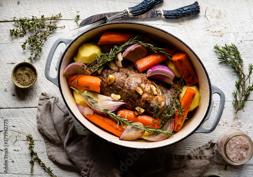 Slow Cooked Sirloin Roast with Vegetables photo