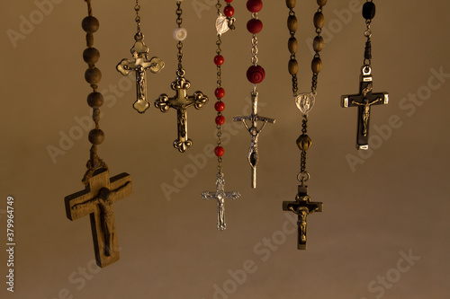 many holy jesus crosses hang next to each other