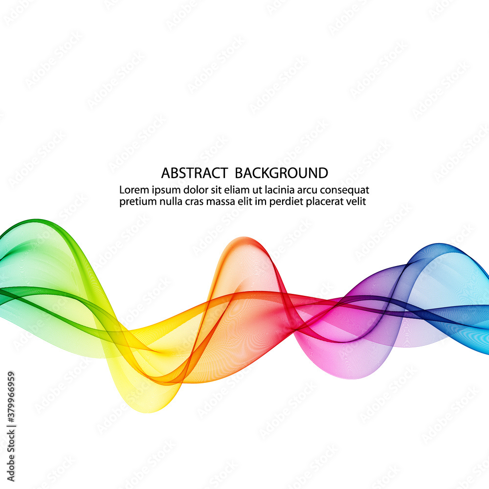 Abstract rainbow background, smooth horizontal wave smoky lines. Brochure template, design element