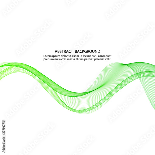 Green horizontal smoky wave vector on white background. Design element