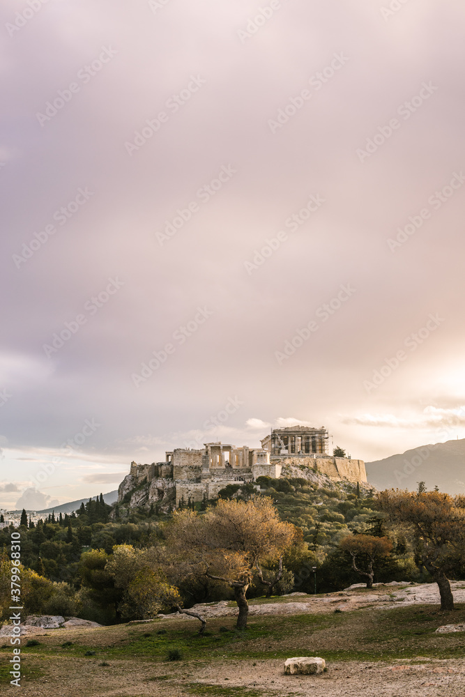 colorful sunrise above the parthenon temple colorful sunrise above the parthenon temple