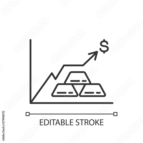 Wallpaper Mural Precious metals price linear icon. Money investment. Bullion trade. Buy and sell gold. Thin line customizable illustration. Contour symbol. Vector isolated outline drawing. Editable stroke Torontodigital.ca