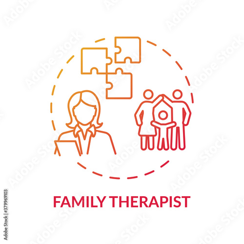 Family therapist concept icon. Medical speciality idea thin line illustration. Counseling. Better understanding each other. Negative behavior change. Vector isolated outline RGB color drawing
