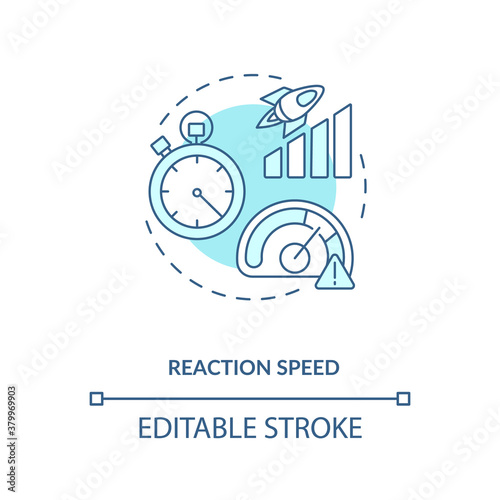 Reaction speed concept icon. Cognitive process idea thin line illustration. Stimulating  boosting effect. Mental chronometry. Vector isolated outline RGB color drawing. Editable stroke