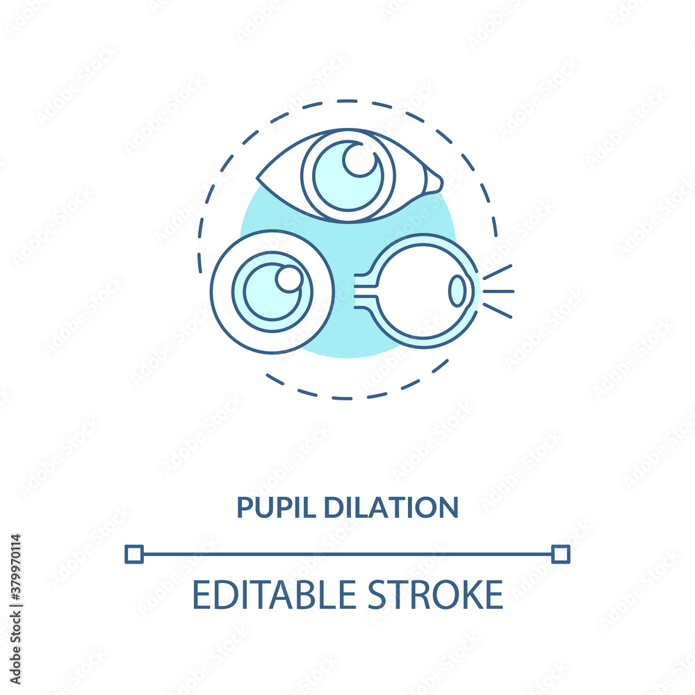 Pupil dilation concept icon. Energy drinks side effects idea thin line