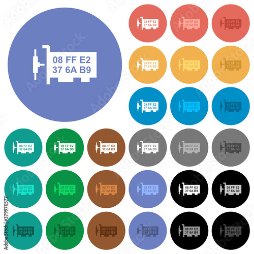 Network mac address round flat multi colored icons