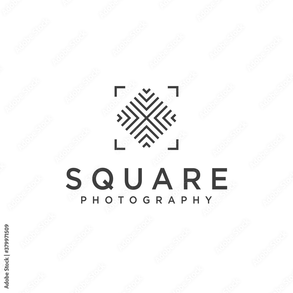 Obraz premium Square Photography Simple Geometric Logo with Camera Focus Symbol