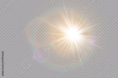   Vector transparent sunlight special lens flare light effect. Explosion sun.Glow light effect. Vector illustration.