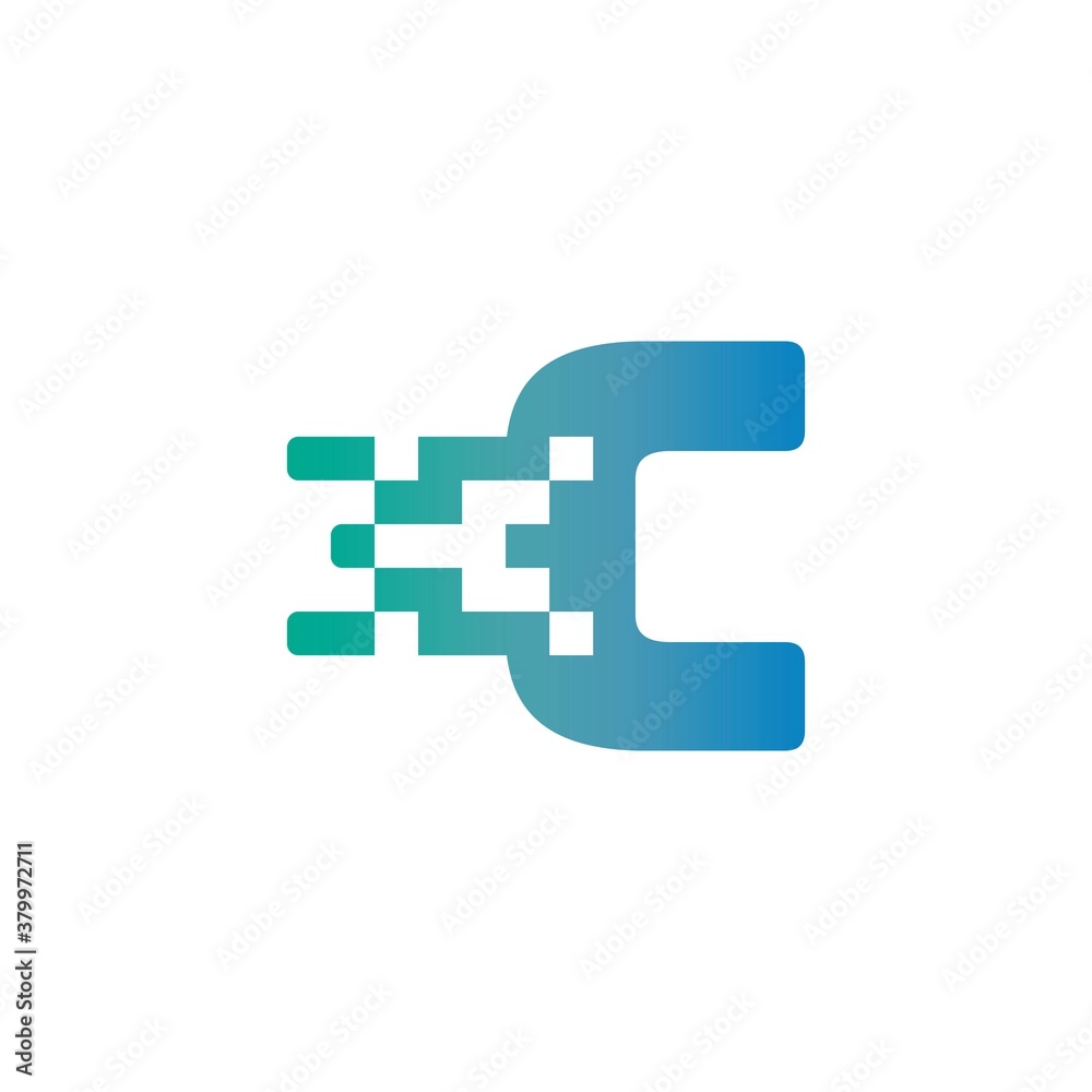 C Letter Pixel Media Technology Logo Design Template C Letter Pixel Media Technology Logo Design Template