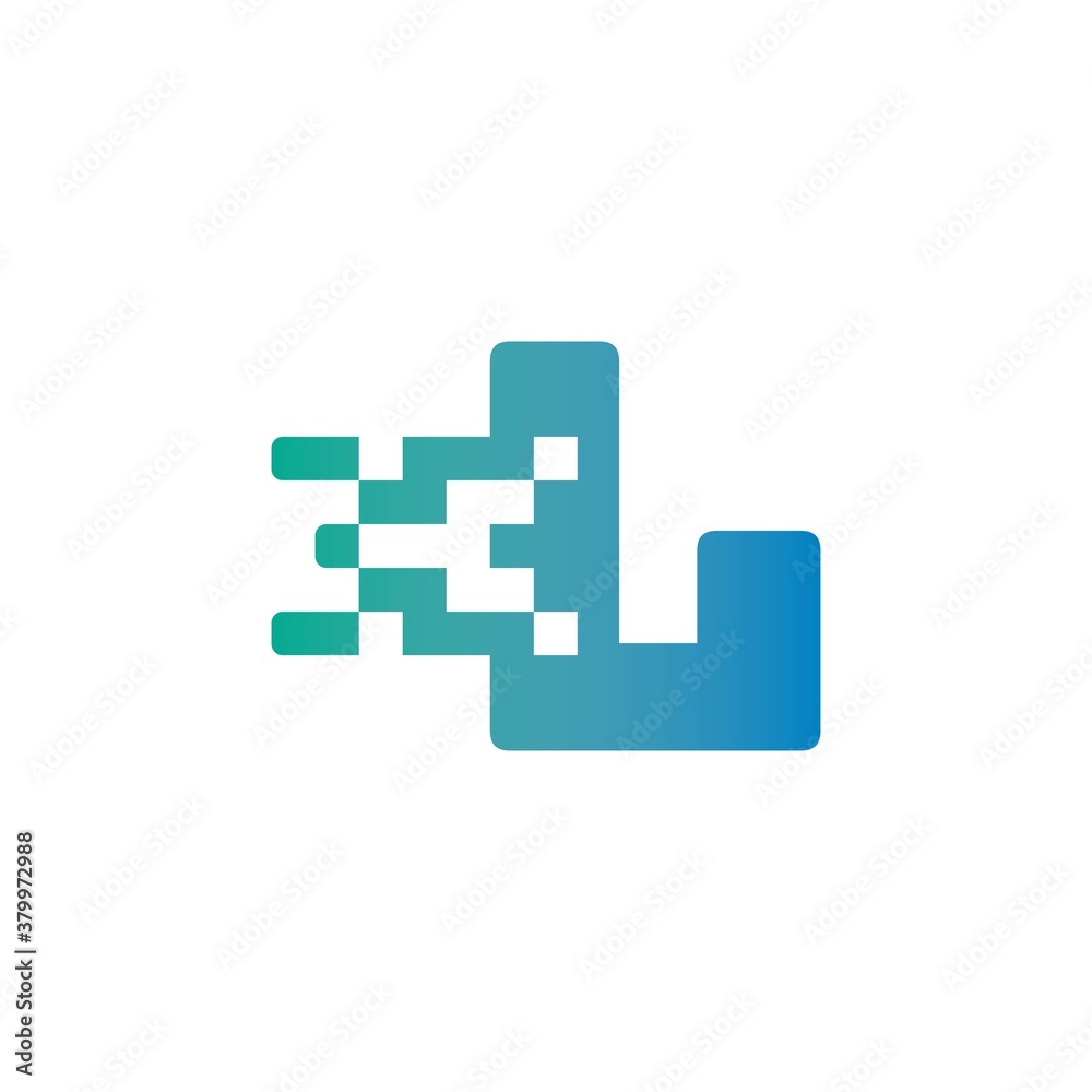 Obraz premium L Letter Pixel Media Technology Logo Design Template