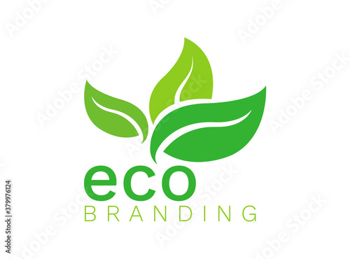 Green eco organic leaf logo flat design nature vector isolated on white background
