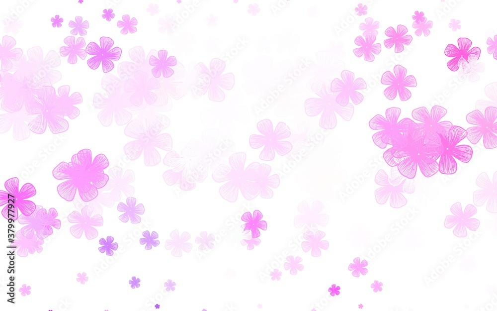 Light Purple, Pink vector doodle layout with flowers. Light Purple, Pink vector doodle layout with flowers.