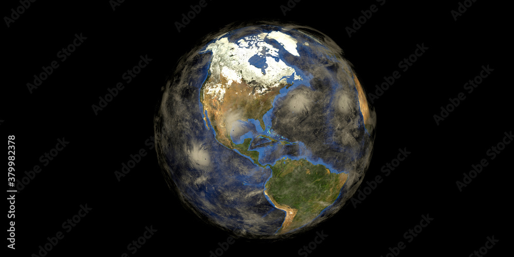 Hurricane Cloud shown from Space. Extremely detailed and realistic high resolution 3d illustraiton. Elements of this render have been furnished by NASA.