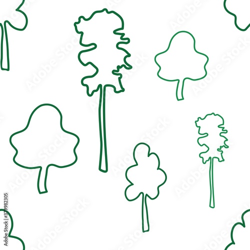 Pattern doodle hand drawing trees on the planet Earth. In isolation. Inscription in Russian: Save the forest. Ecology and conservation of the forest concept.