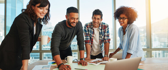Man discussing new design and color scheme with colleagues