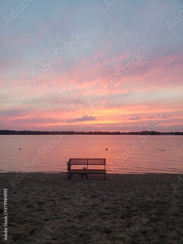 bench at sunset