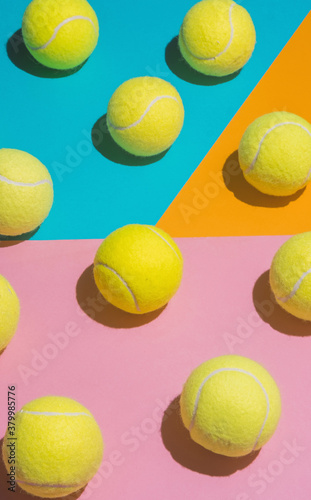 tennis balls arranged. photo