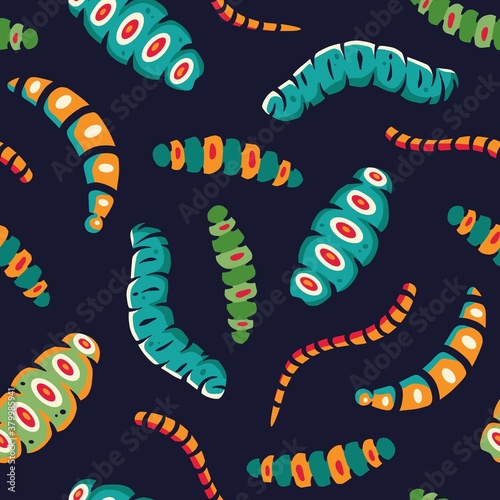 Pattern with caterpillar Design of halloween party