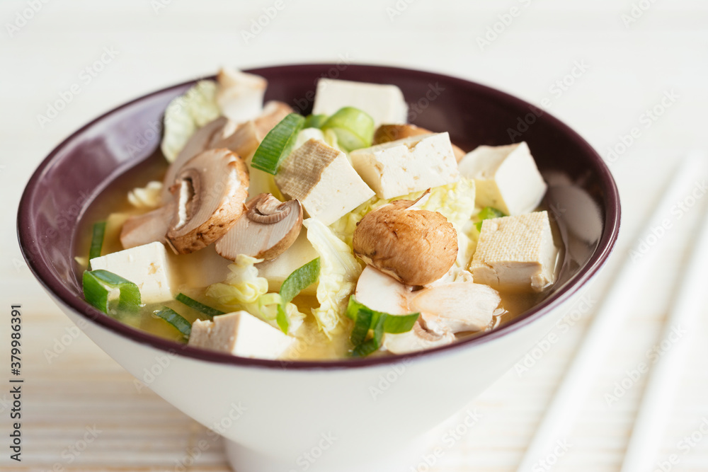 Miso Soup with Cabbage, Mushrooms and Tofu Miso Soup with Cabbage, Mushrooms and Tofu