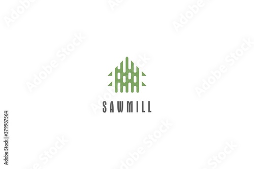 Template logo design solution for sawmill or forestry, minimalist, concept