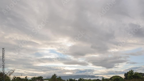 blue sky horizontal with beautiful cirrocumulus clouds in bright clear sunny summer season, good weather for out door activity, skycap nature background
 photo