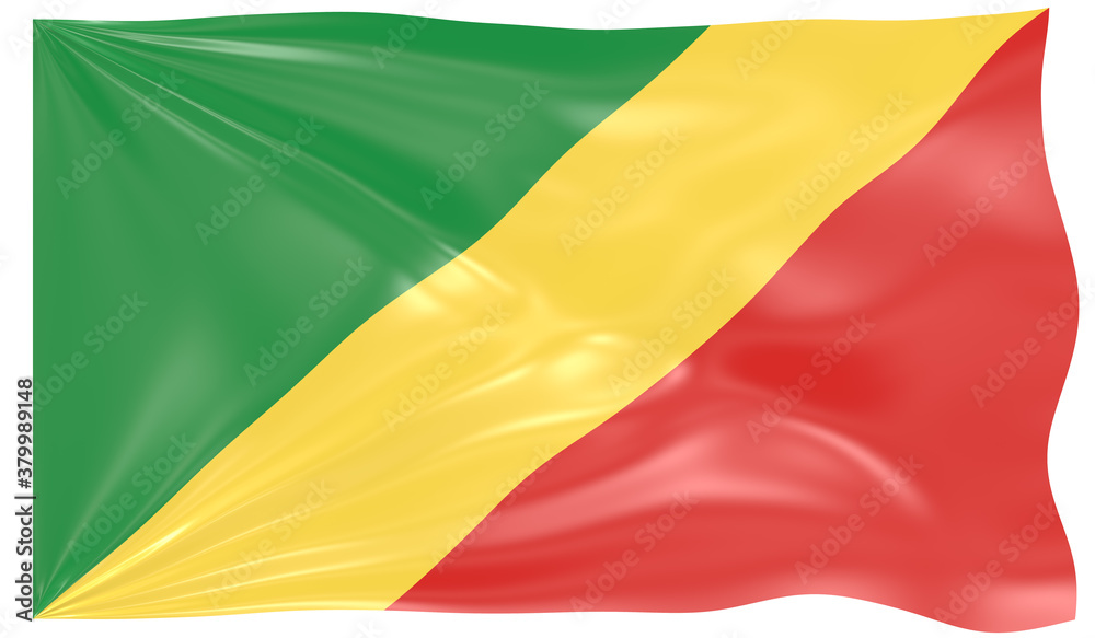 Fototapeta premium Detailed Illustration of a Waving Flag of Congo Republic