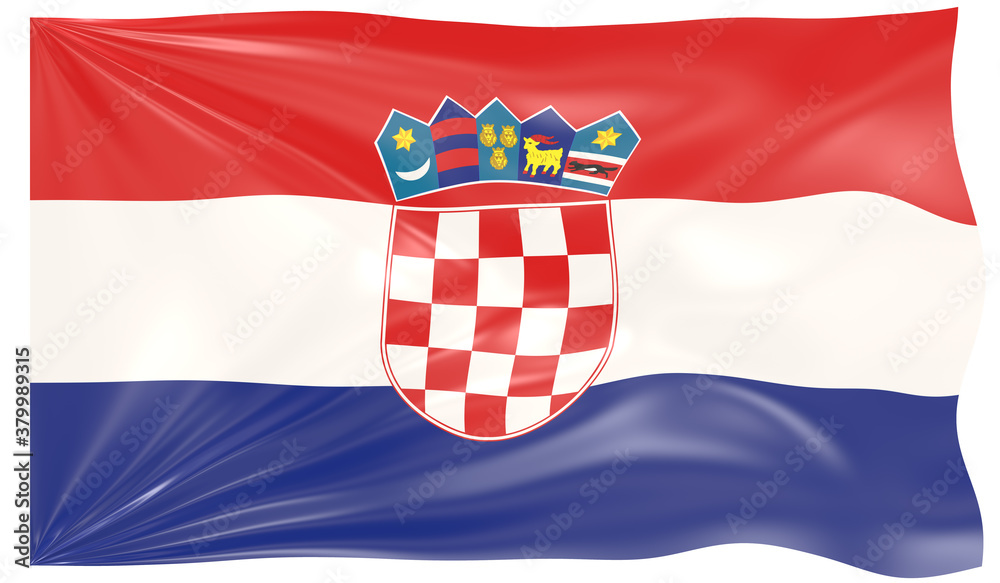 Detailed Illustration of a Waving Flag of Croatia