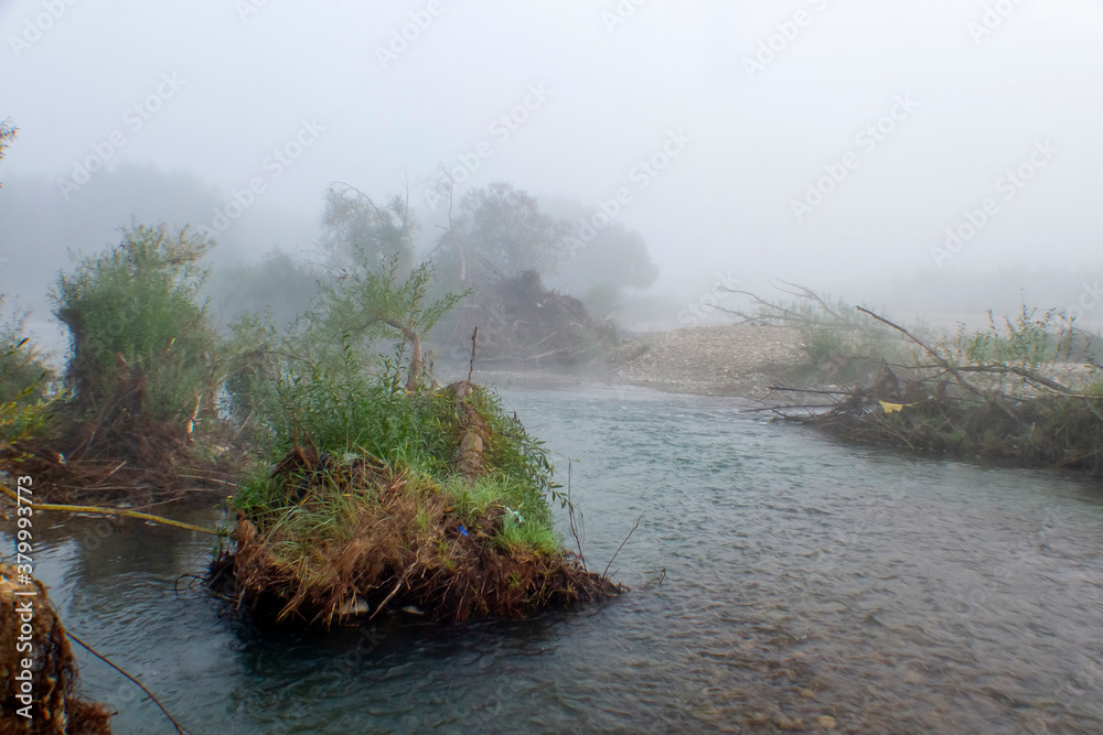 Naklejka premium river in the fog